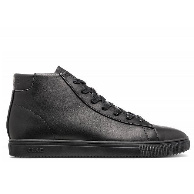 CLAE BRADLEY MID Sneakers Womens USA193-G08 In Triple Black Leather